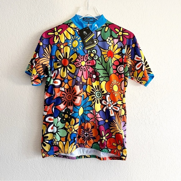 ILPALADINO Women's Cycling Jersey NWT Size Large Floral Multi Color - Picture 1 of 10
